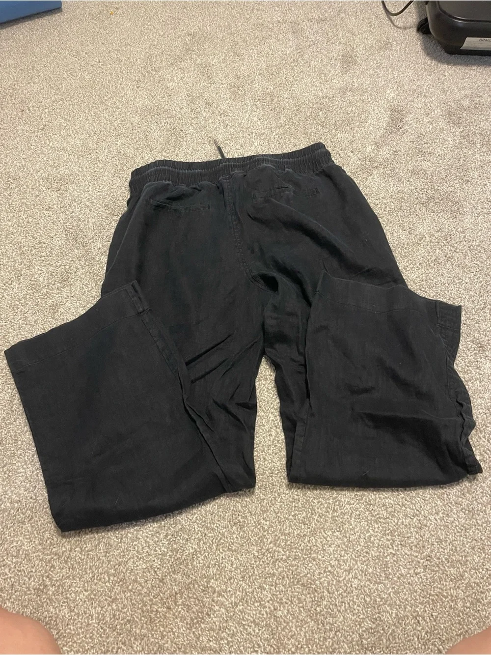 Quince Black European Linen Wide Leg Pant